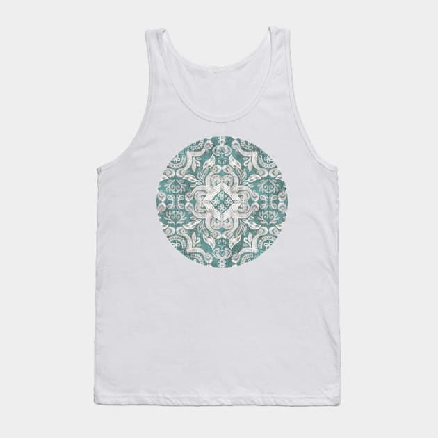 Teal and grey dirty denim textured boho pattern Tank Top by micklyn